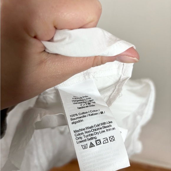 Madewell white Smocked Button-Front Top in Poplin size L new - Picture 8 of 9